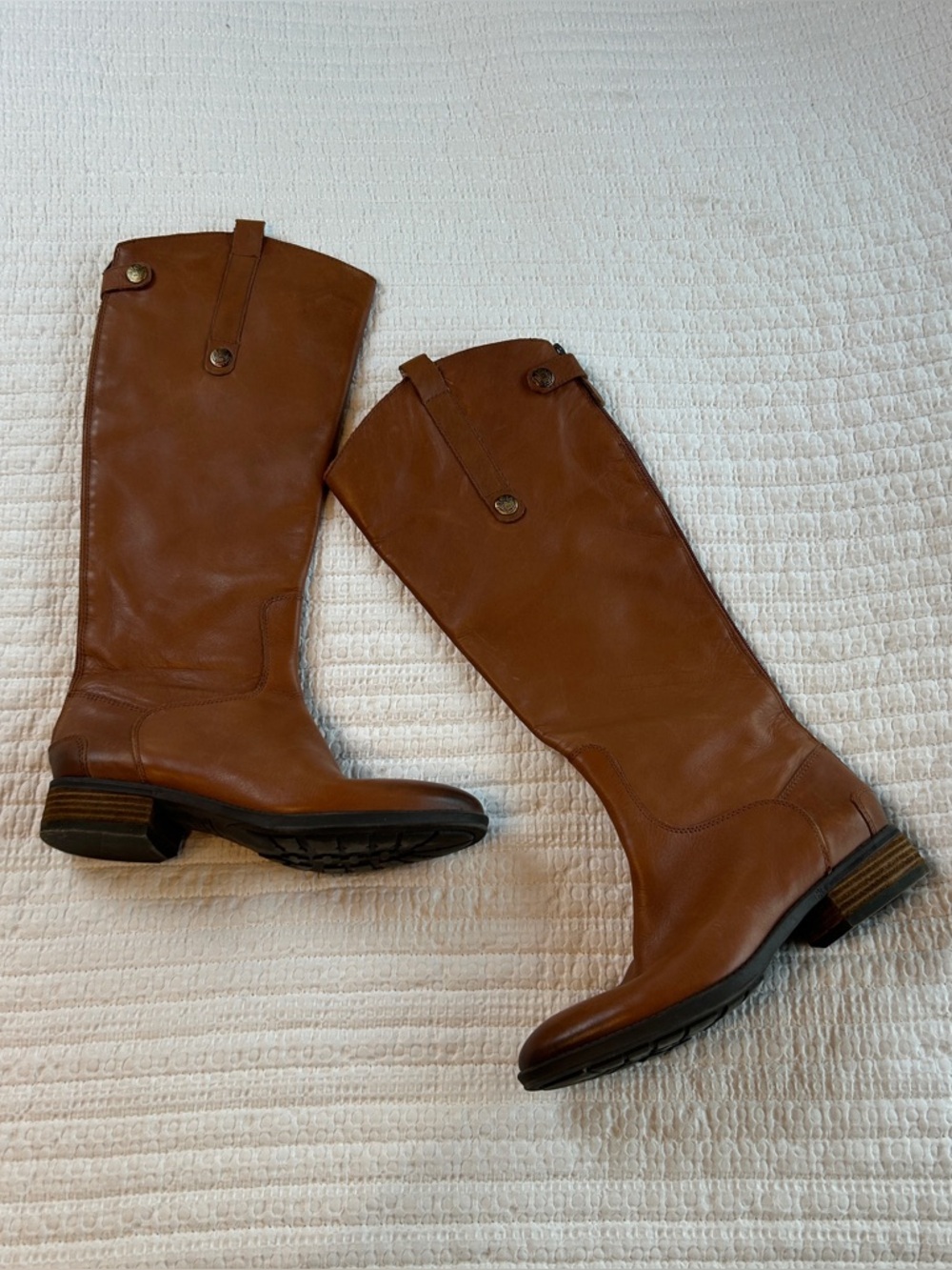Sam Edelman Tall Leather Riding Boots in Warm Brown
